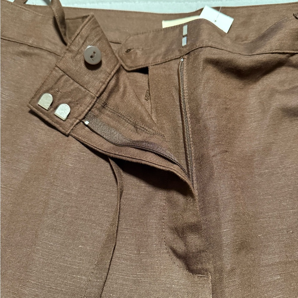 LOFT Brown Wide Leg Pants with Subtle Sheen
